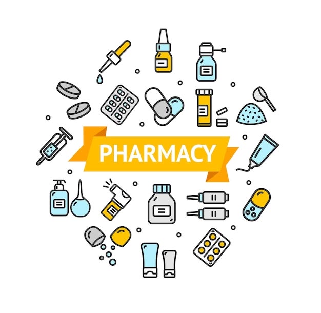 مجموعة لوجوهات طباعة بالطو صيدلة | Pharmacy Coat Logo Collection